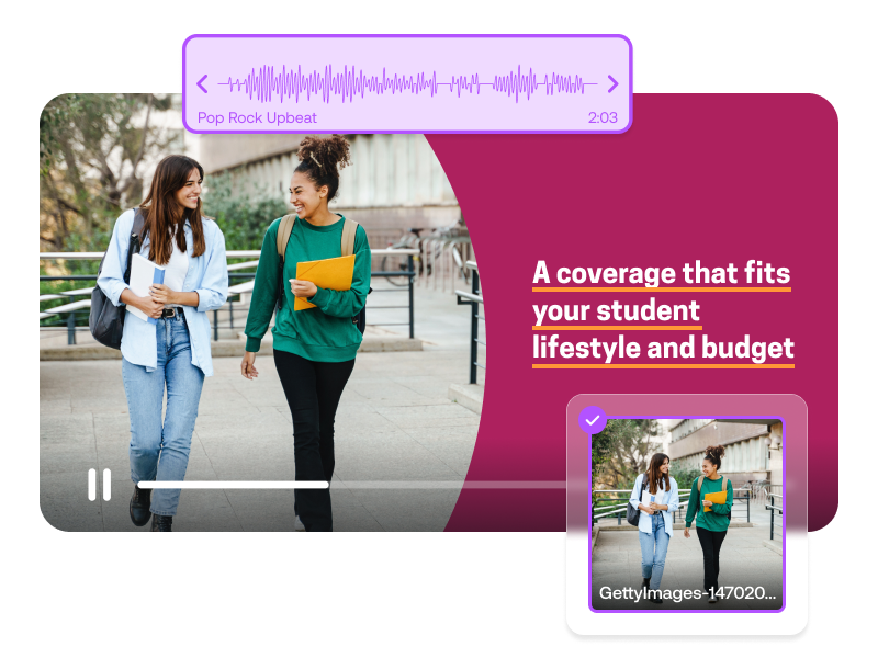 Access to limitless stock media and music for easy video content customization.