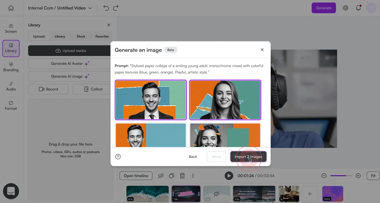 Create multiple visual variations from a single prompt, all within PlayPlay’s video editor